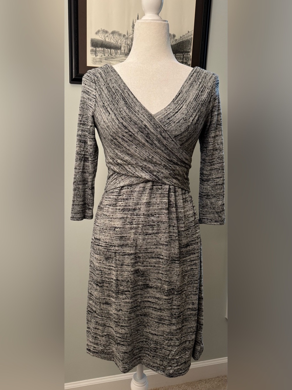 NWT Anthropologie Amadi Lola Fara Suplice Faux Wrap Dress Grey XS